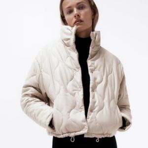 Faux leather puffer